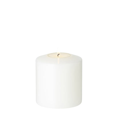 Cornelius Double Pine permanent candle (height 9 cm, Ø 8 cm), white, heat resistant up to 90°