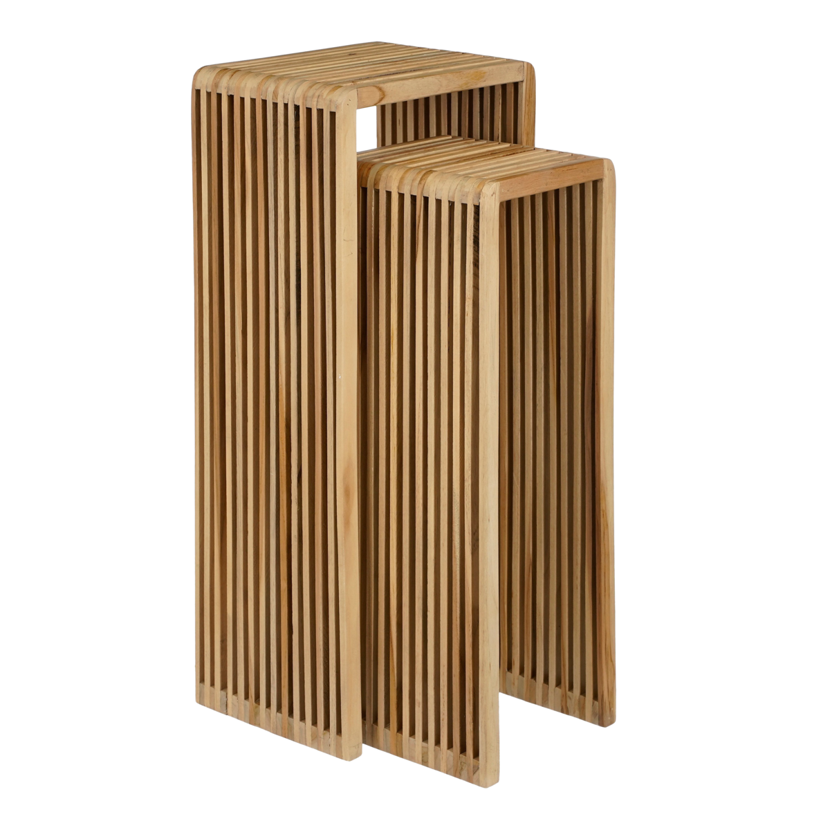 Yonker Plant Table Set of 2 Recycled Wood Brown Design