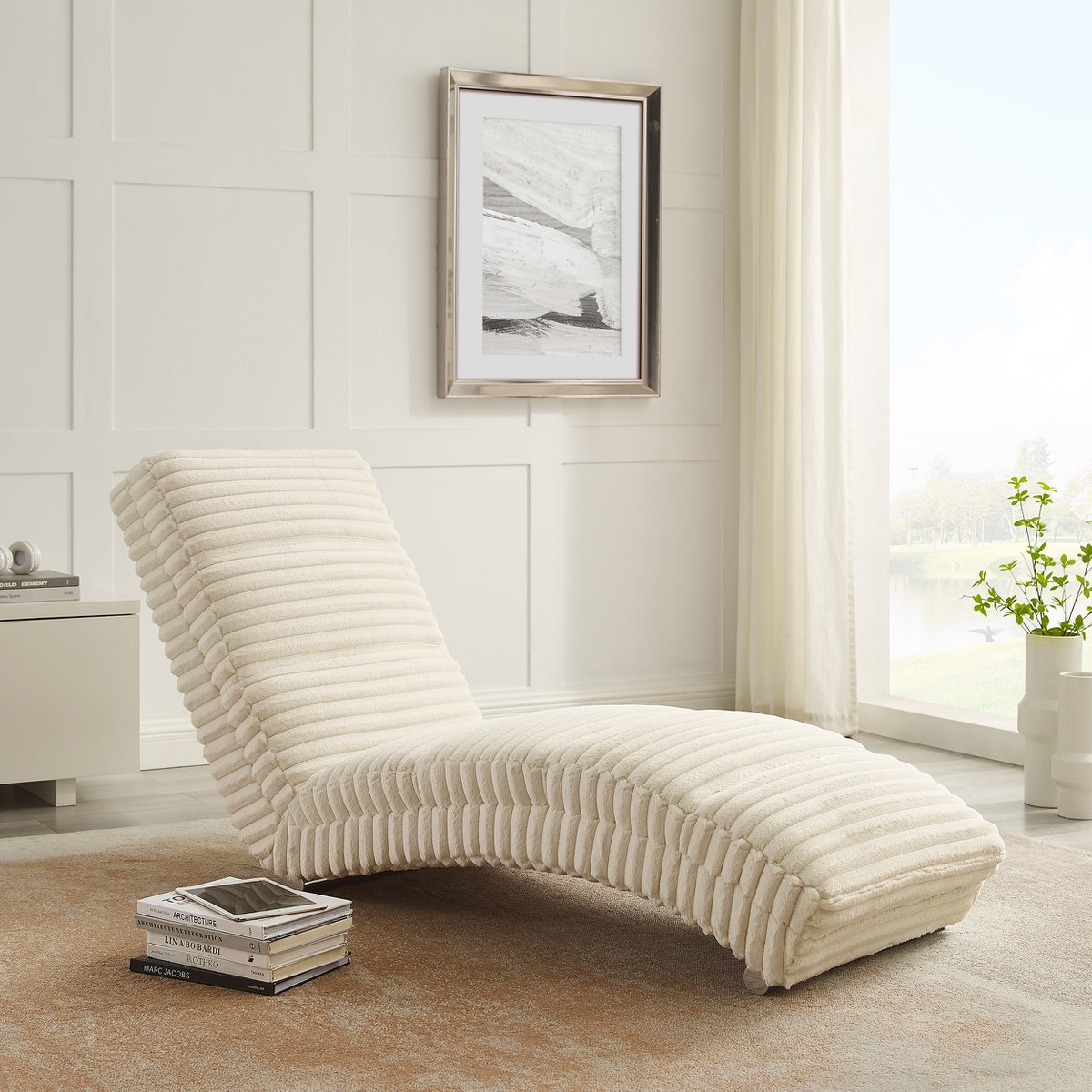 Chaiselongue 170x60x82 cm corduroy beige