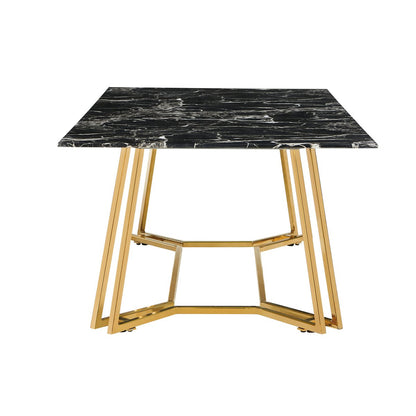 Salontafel 110x60x40 cm zwart marmerlook goud metaal