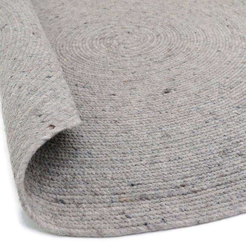 Vloerkleed rond 160 cm grijs wol katoen