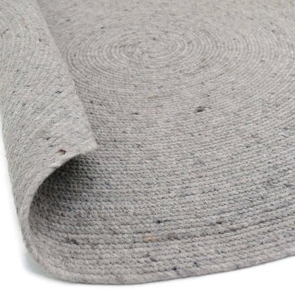 Vloerkleed rond 160 cm grijs wol katoen