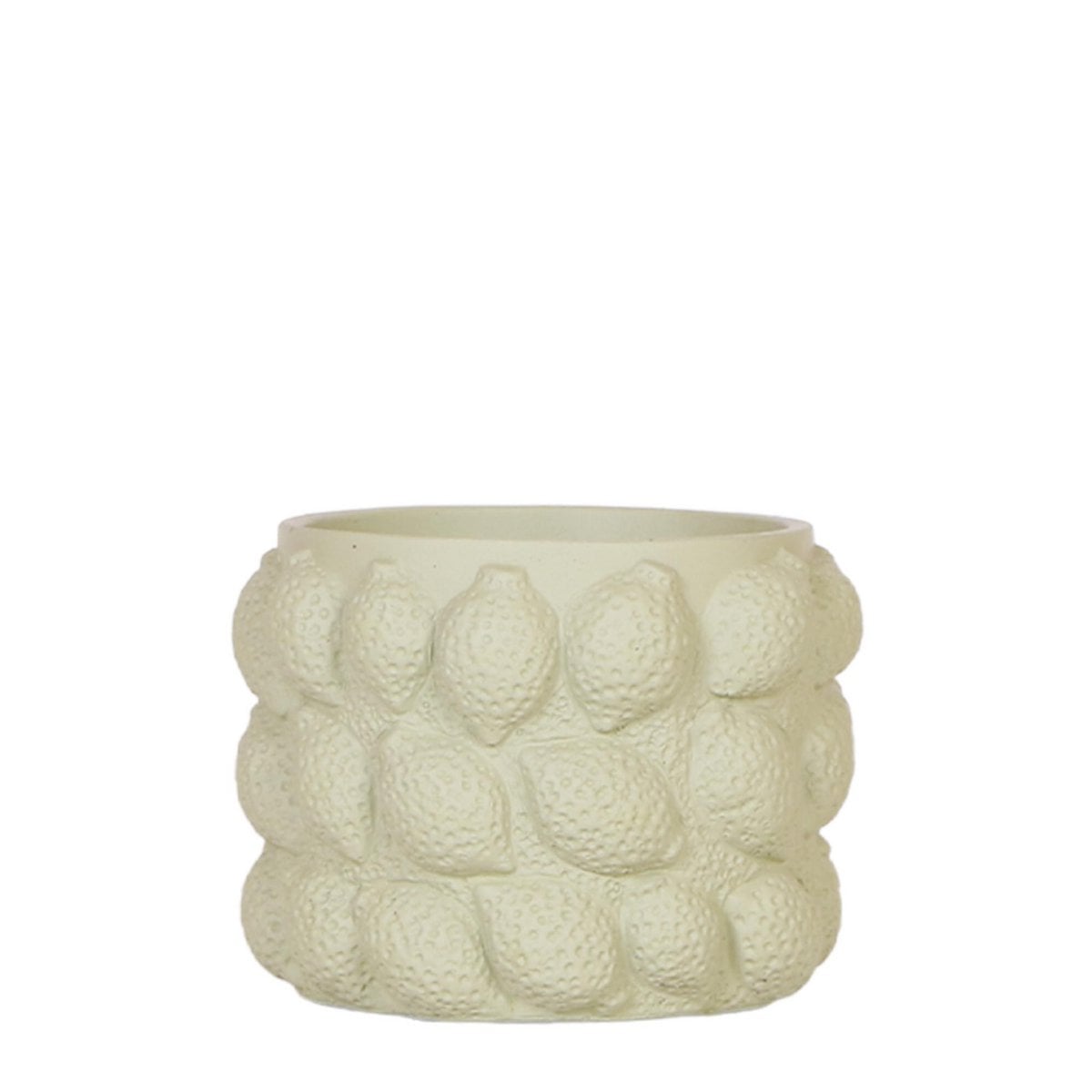 Keramieken sierpot met citrusmotief - Groen, Ø12cm
