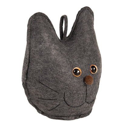 Deurstopper kat grijs synthetisch 20x14x22 cm