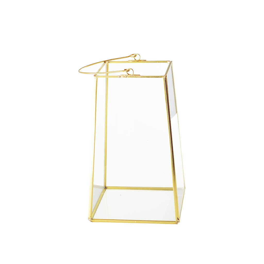Lantaarn 10x10x20 cm goud glas