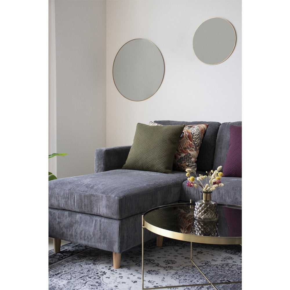 Wandspiegel Ø40 cm messinglook staal
