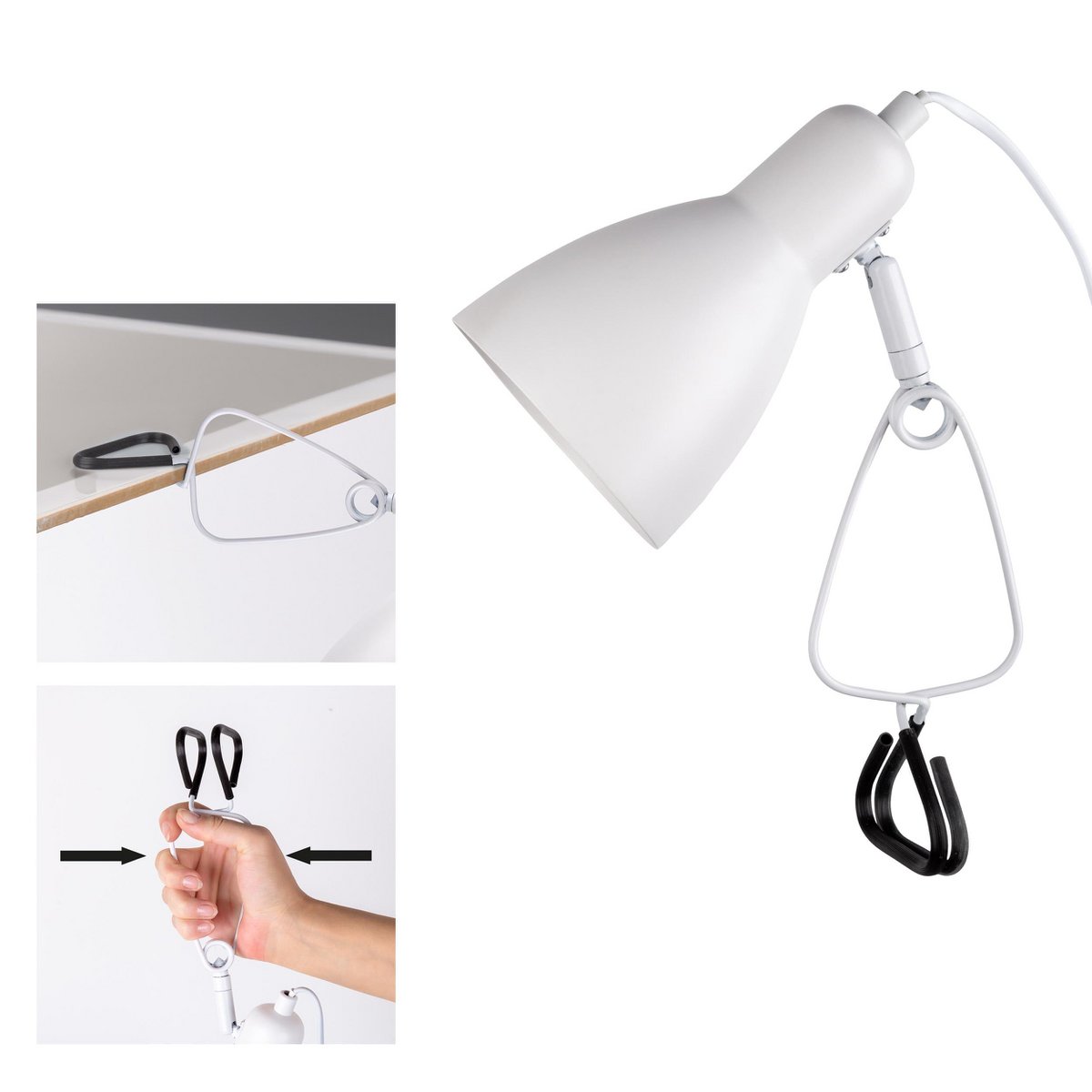 Klemtafellamp Mara 28 cm mat wit metaal E14