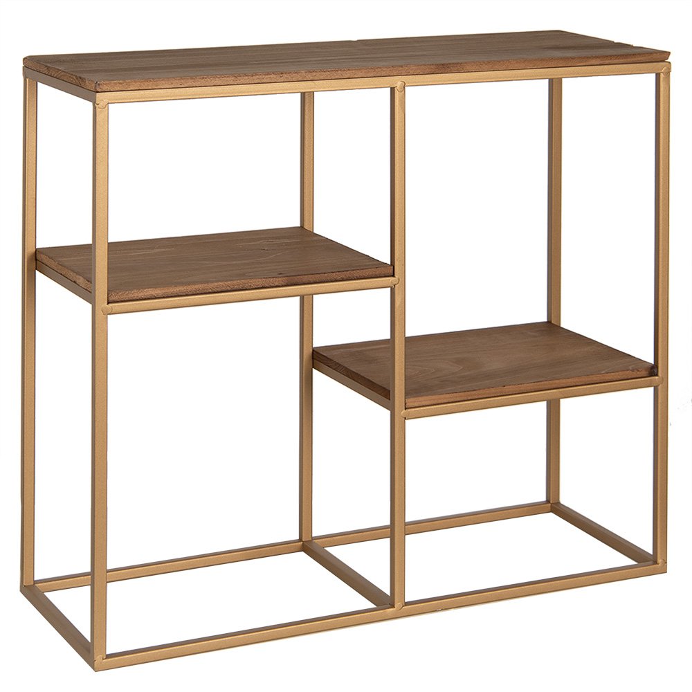 Wall shelf 49 cm Gold-colored Brown Wood Wall Rack