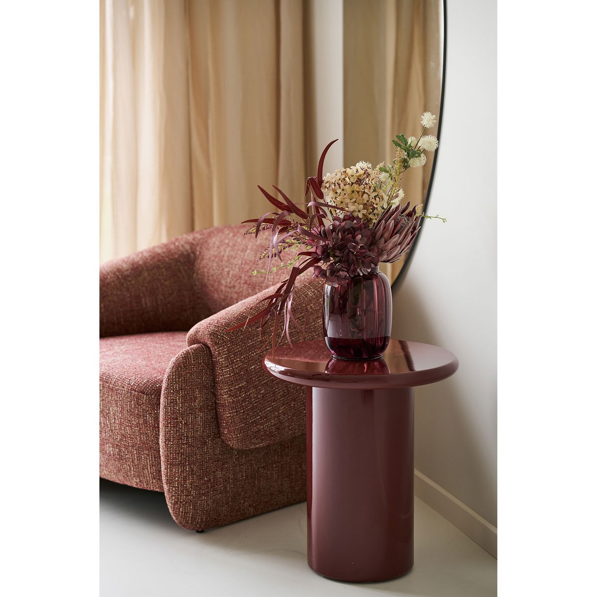Bijzettafel 45x50 cm MDF bordeaux