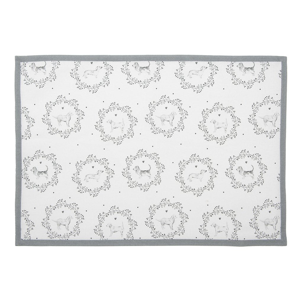 Placemats set van 6 48x33 cm katoen wit grijs