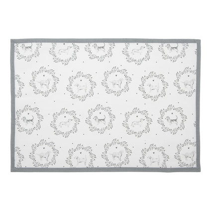 Placemats set van 6 48x33 cm katoen wit grijs