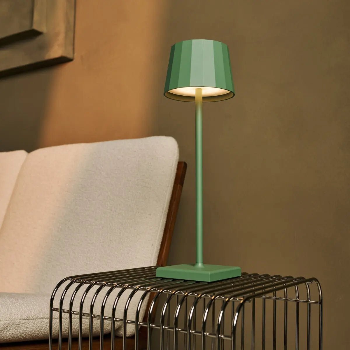 Tafellamp oplaadbaar salie groen 38 cm