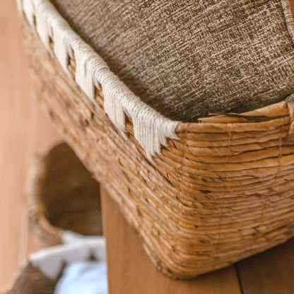 Opbergmand bananenvezel katoen decor S 32x20x20 cm