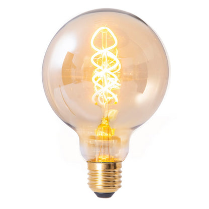 LED lamp Dilly E27 4W Ø 9,5 cm metaal glas barnsteen set van 3