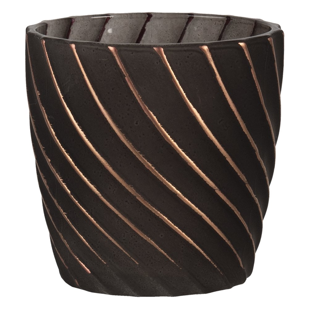 Tealight holder Ø 7x7 cm Black Glass Tealight holder