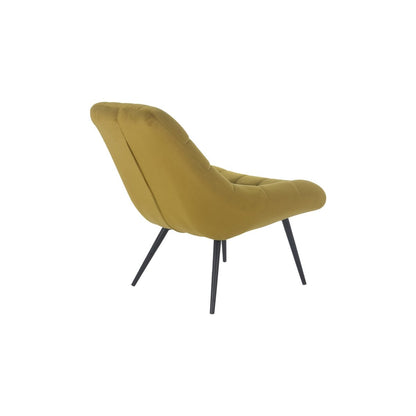 Fauteuil XXL geel fluweel zwart metaal