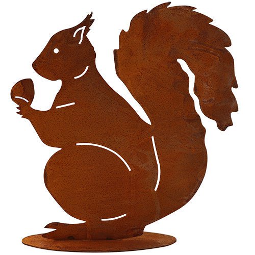 Metalen eekhoorn decoratie 32 cm roestpatina