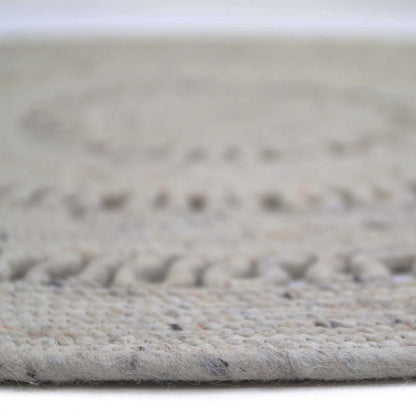 Round open-worked felted wool rug BIBEK GREY S