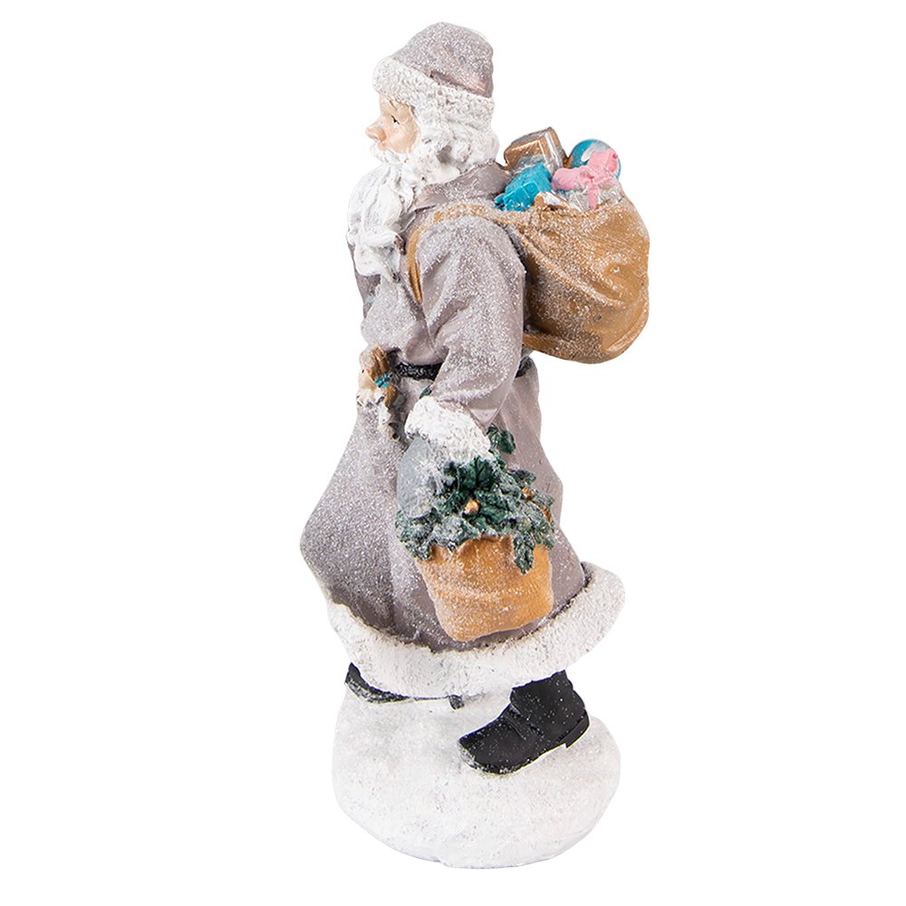 Beeld Kerstman 21 cm Grijs Bruin Kunststof Kerstdecoratie
