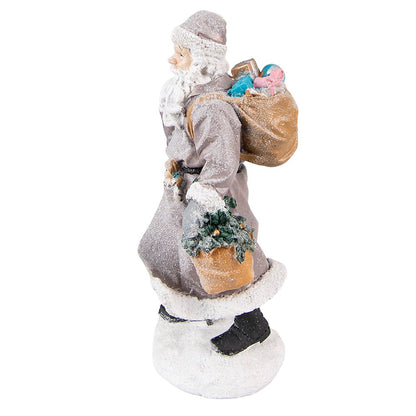 Beeld Kerstman 21 cm Grijs Bruin Kunststof Kerstdecoratie