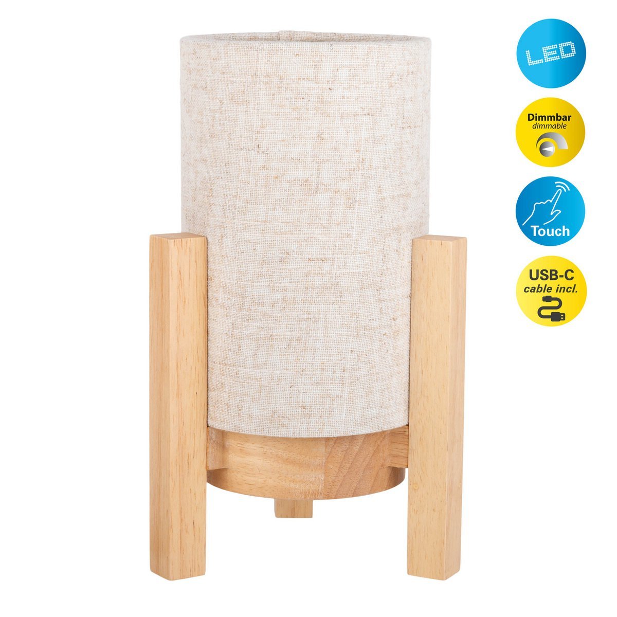 Madita Tafellamp 25 cm Wit Natuur LED Dimbaar Aanraaksensor