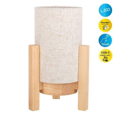 Madita Tafellamp 25 cm Wit Natuur LED Dimbaar Aanraaksensor