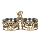 Dog Food Bowl Gold, Iron 35x16x15 cm / 2x750 ml