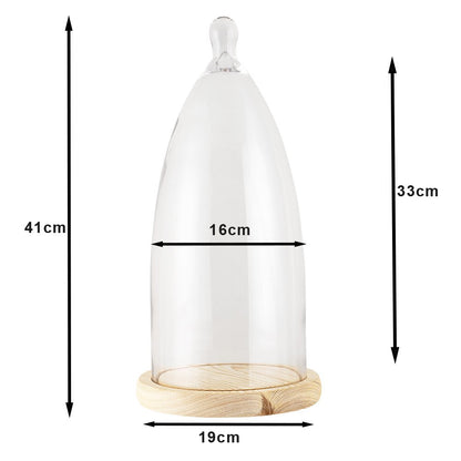 Glazen stolp 19x41 cm hout