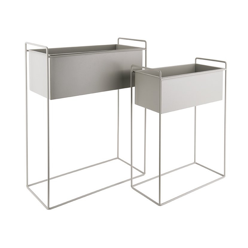 Plantenpotten set 3 stuks donkergrijs ijzer