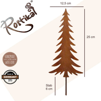Kerstboom decoratie metaal roest 17 cm
