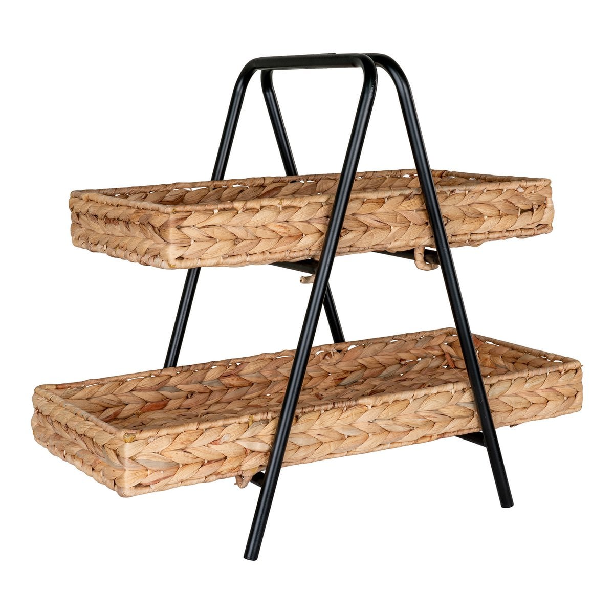 Dienblad waterhyacint metaal 42x23x43,5 cm naturel zwart