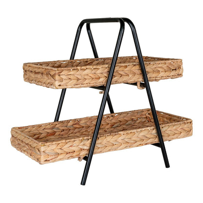 Dienblad waterhyacint metaal 42x23x43,5 cm naturel zwart
