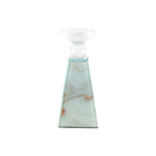 Kaarsenhouder 9x9x21 cm marmerlook glas goud