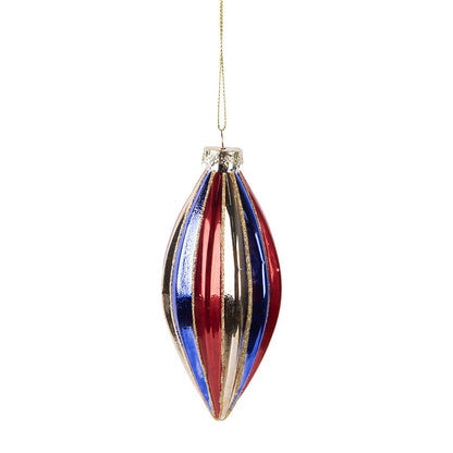 Kerstbal 6x13 cm meerkleurig glas