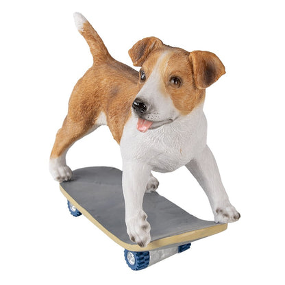 Hondenbeeld 18x9x18 cm bruin wit kunststof
