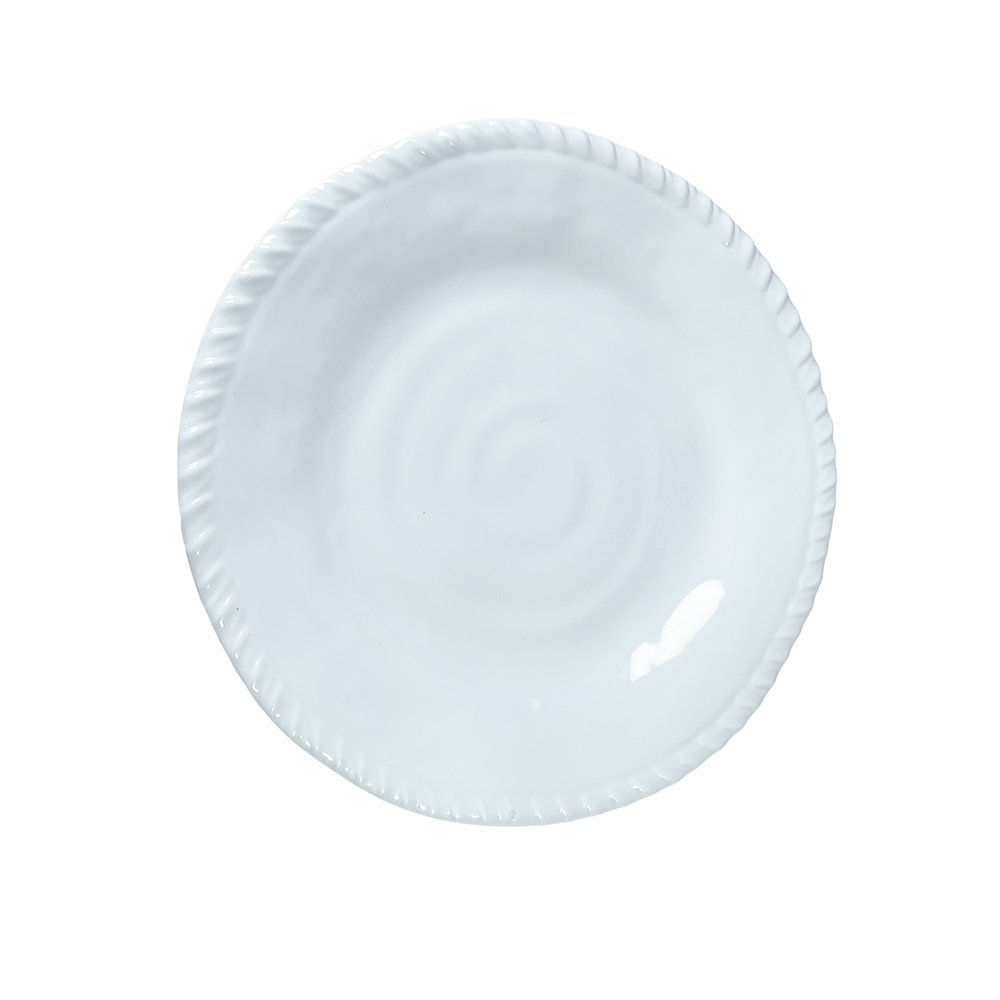 White melamine dessert plate 23x23x2cm rope edge
