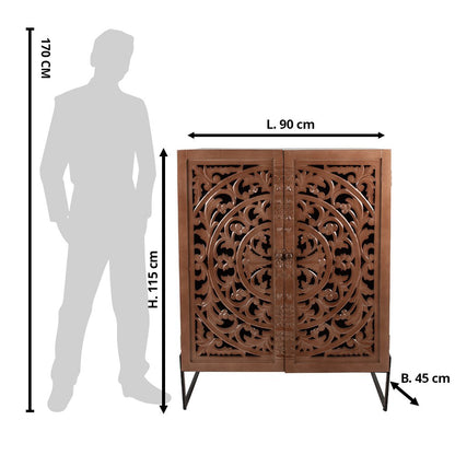 Wall Cabinet Brown, Wood 90x45x115 cm