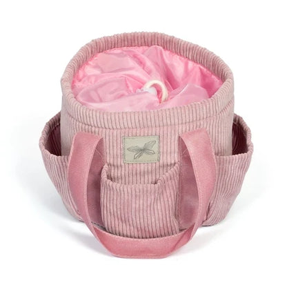 Verzorgingstas roze corduroy voor stokpaard