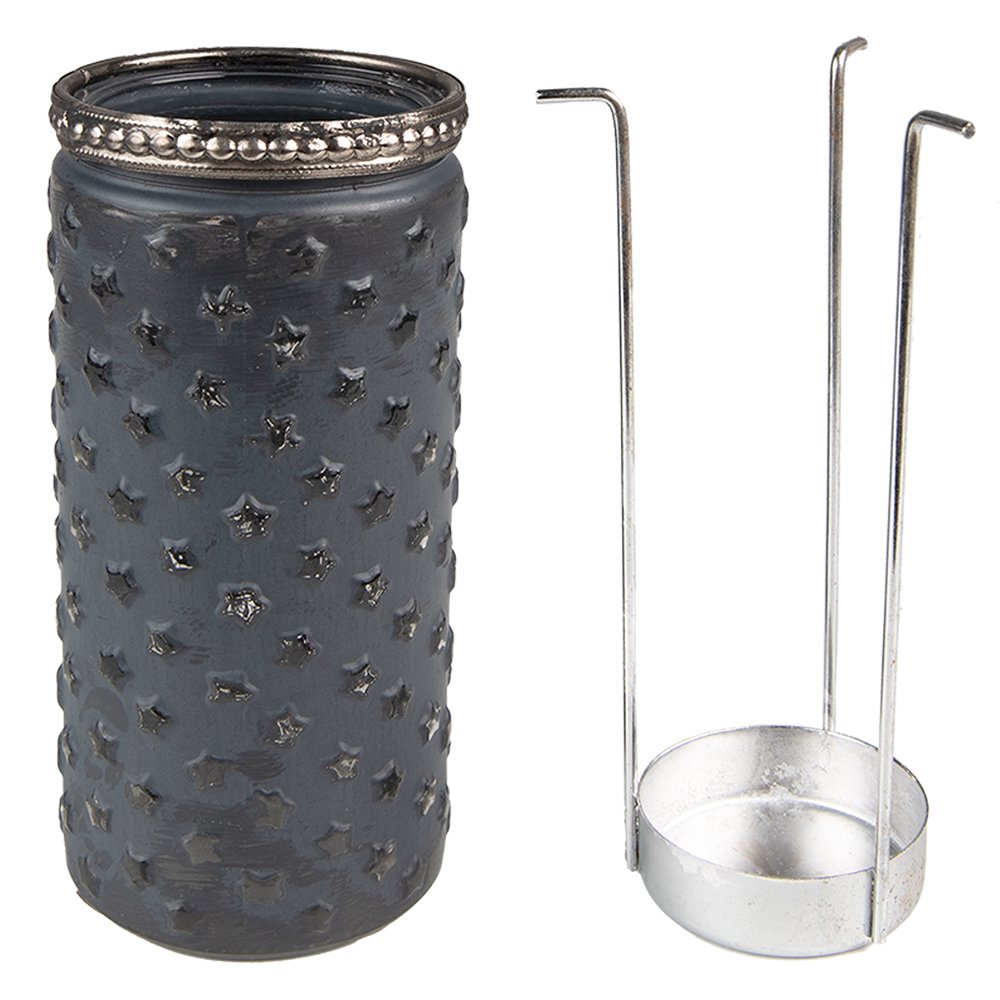 Tealight holder Ø 6x13 cm Grey Glass Tealight holder