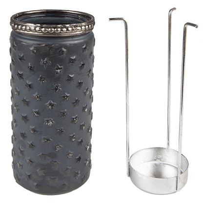 Tealight holder Ø 6x13 cm Grey Glass Tealight holder