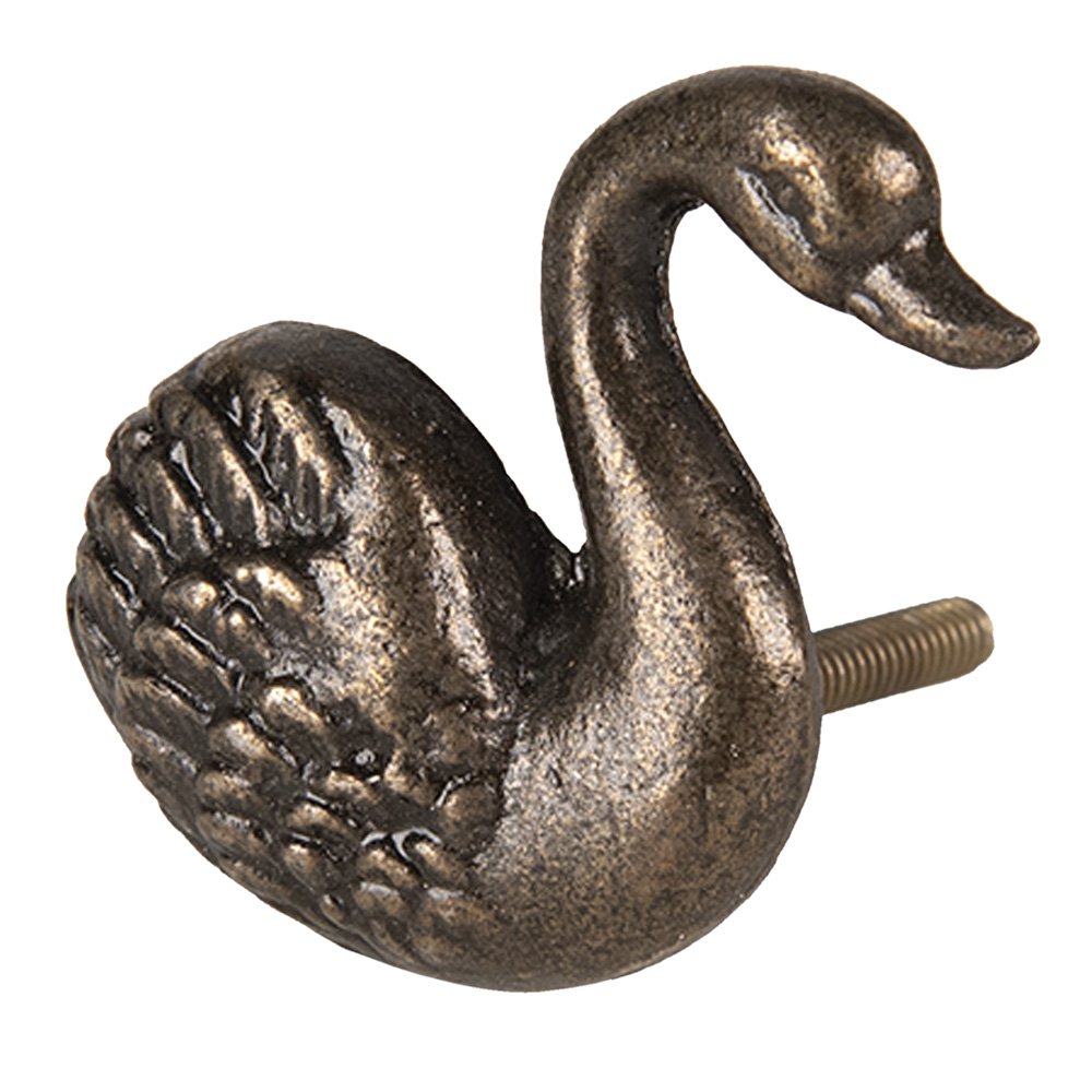 Meubelknop zwaan 6x6 cm bruin ijzer