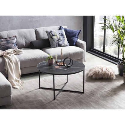 Salontafel rond Ø80x45 cm glas zwart metaal