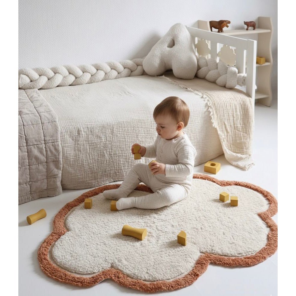 Kinderkamer tapijt wolk Little Nimbus Toffee 100% katoen