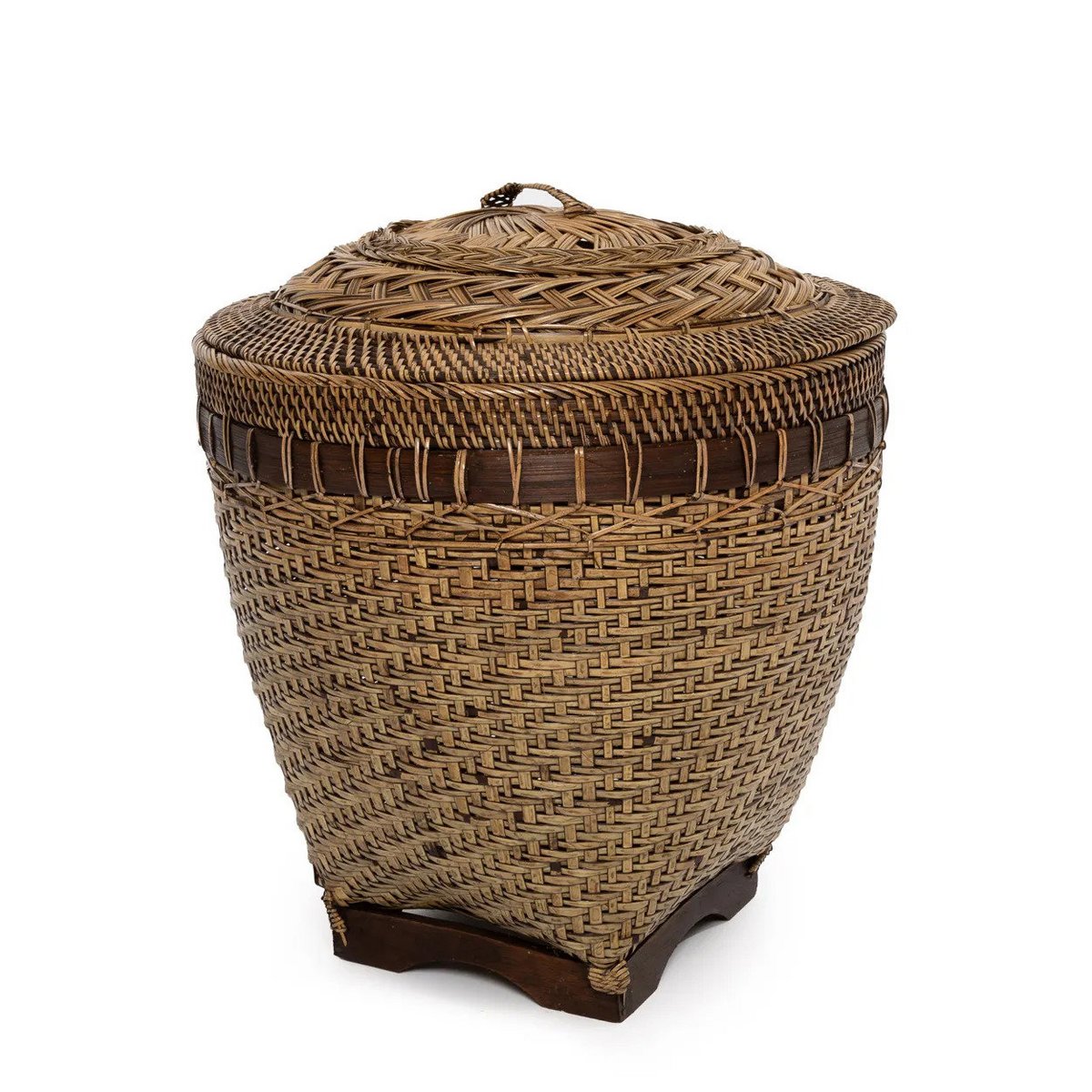 Colonial Storage Basket Brown M Handmade Rattan Decorative
