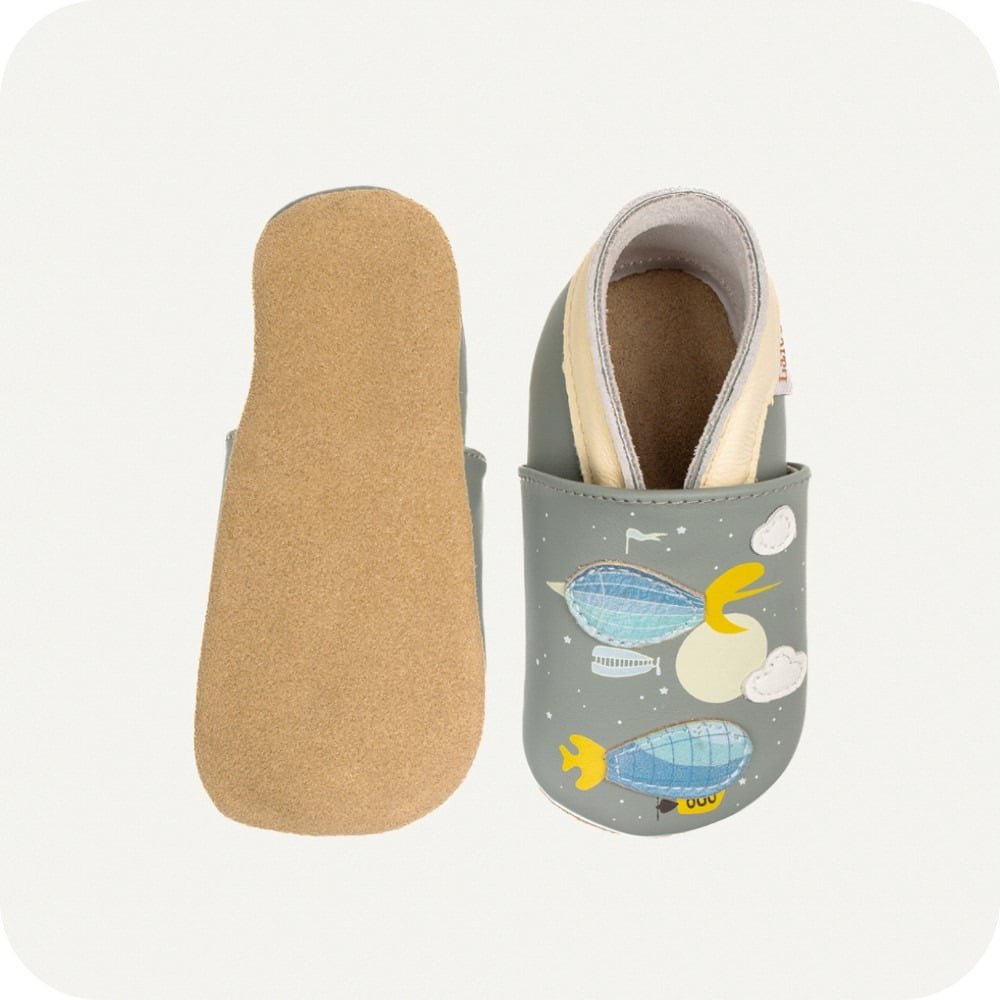 Babyslofjes leer suède zool 0-6 mnd