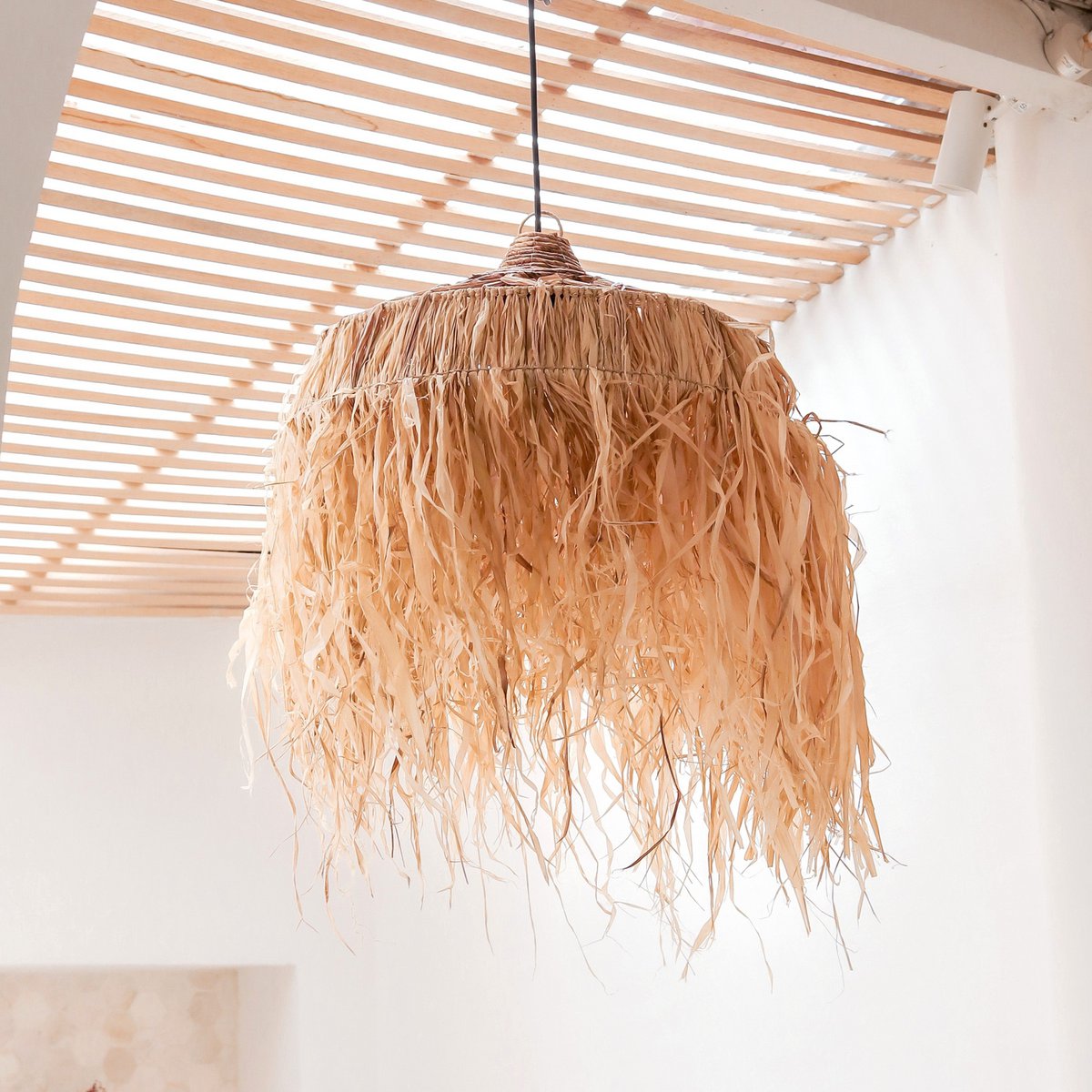 Hanglamp raffia met franjes M 40 cm