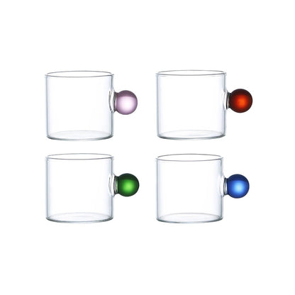 Glazen kopjes 100 ml set van 4 gekleurde greep