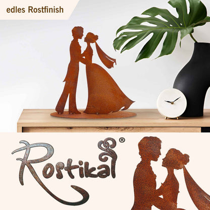 Bruidspaar decoratie roestmetaal 25x25 cm