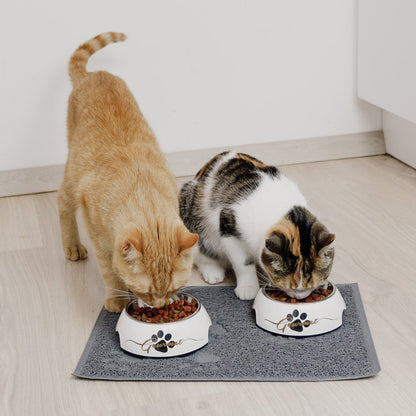 Honden voerbak 2 stuks roestvrij staal melamine wit goud