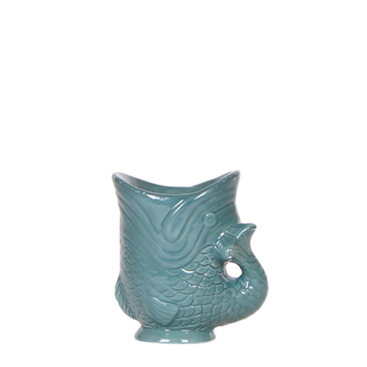 Sierpot visvorm keramiek groen Ø6x8 cm